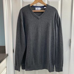 Southern Tide Cotton V-Neck Sweater Gray Size XL